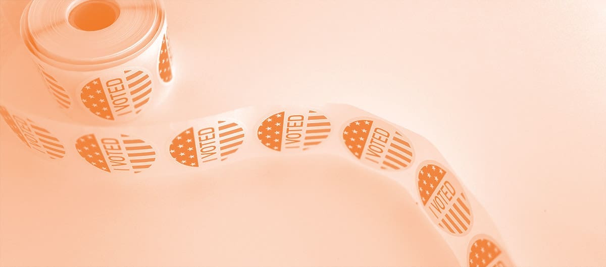 A roll of "I VOTED" stickers